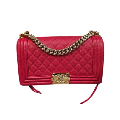 Chanel Boy Bag Medium Pink Caviar leather Gold Hardware