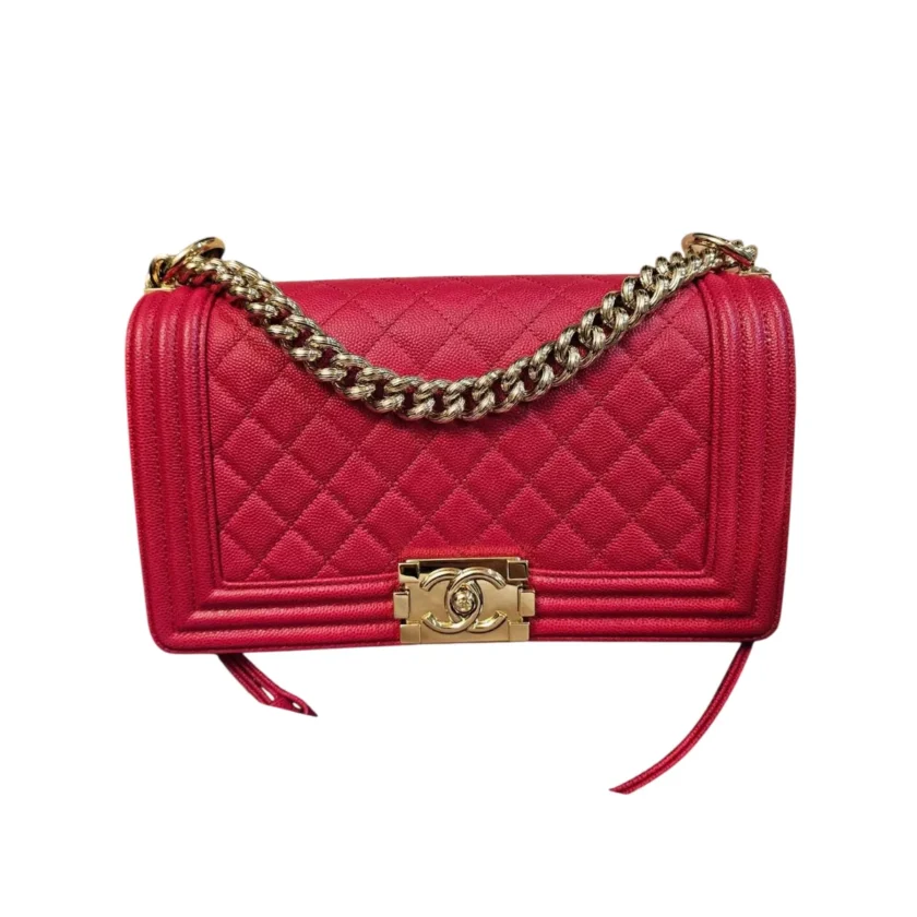 Chanel Boy Bag Medium Pink Caviar leather Gold Hardware