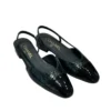 Chanel Crocodile Embossed Calfskin Cap Toe CC Slingback Flats
