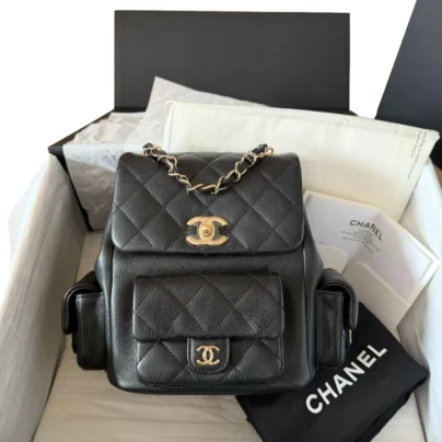 Chanel Duma Small Backpack Black Caviar Leather Gold Hardware