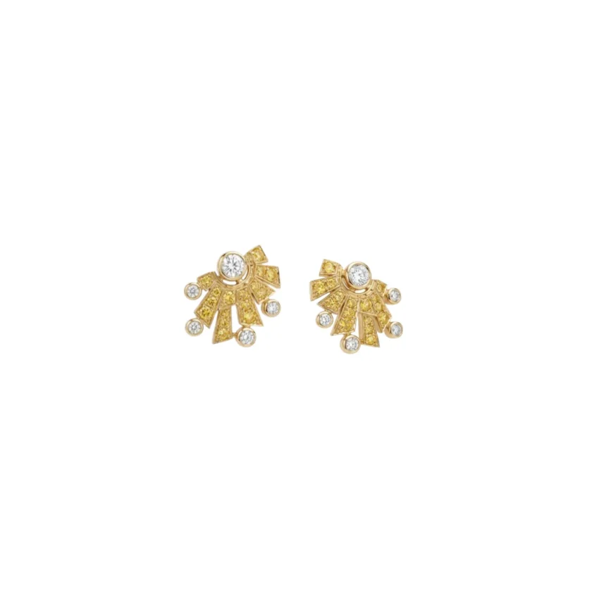 Chanel High Jewellery 1932 Soleil Talisman Earrings Yellow Gold White Gold Diamonds