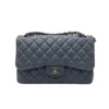 Chanel Jumbo Classic Double Flap Blue Lambskin Silver Hardware