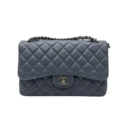 Chanel Jumbo Classic Double Flap Blue Lambskin Silver Hardware