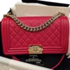 Chanel Medium Boy Bag Pink Caviar leather Gold Hardware
