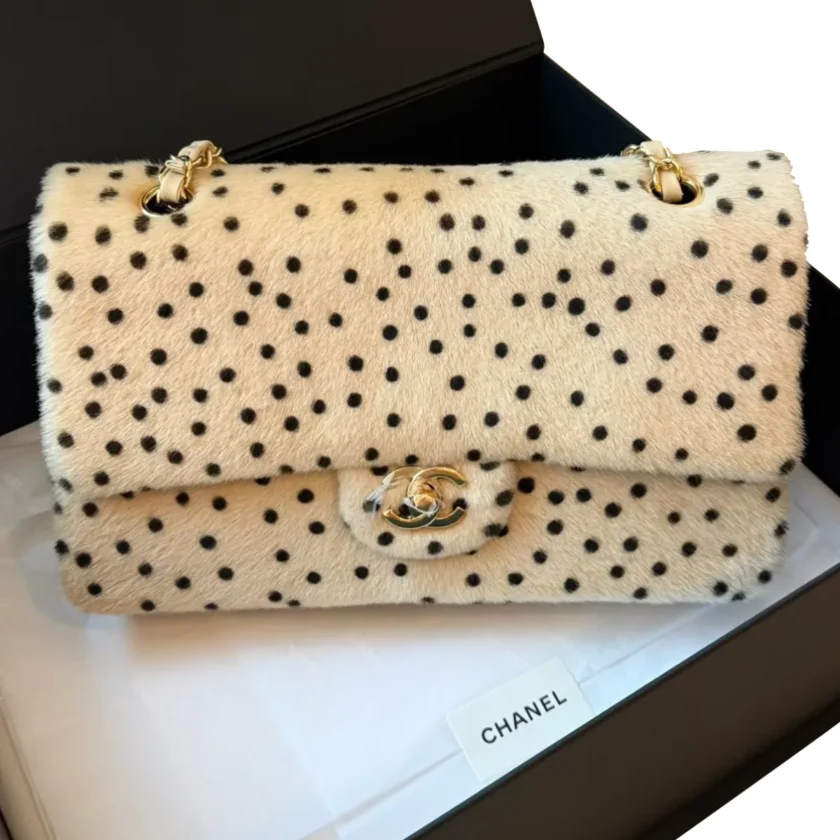 Chanel Medium Classic Flap Pony Hair Light Beige Gold Hardware metiers D'art
