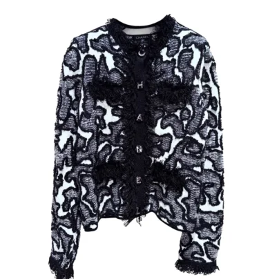 Chanel Metiers D'art 2026 Black White Silk Cotton Jacket