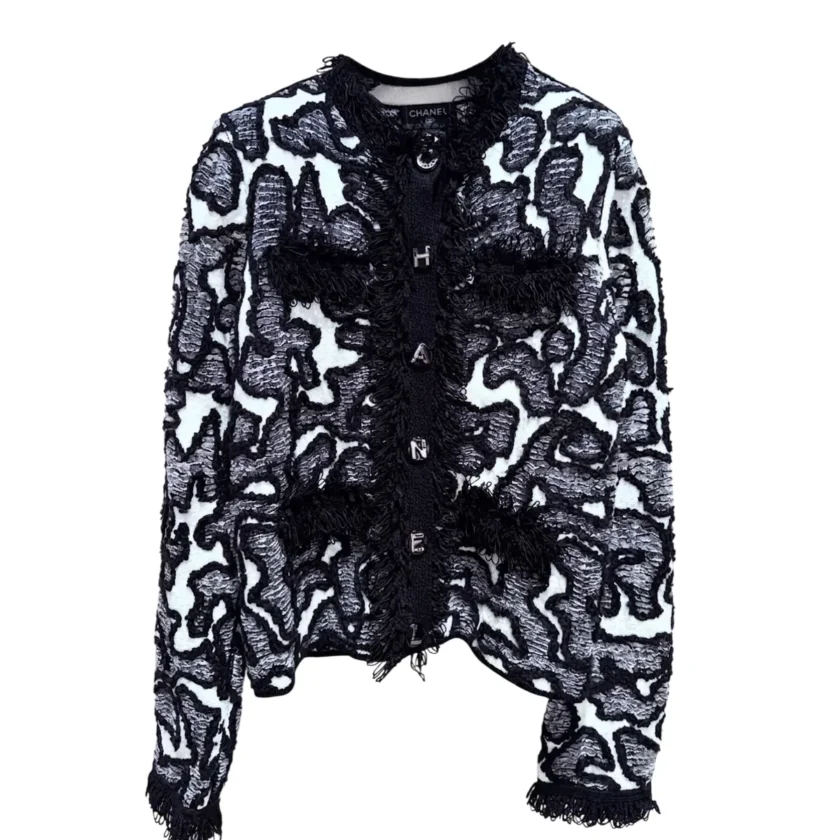 Chanel Metiers D'art 2026 Black White Silk Cotton Jacket