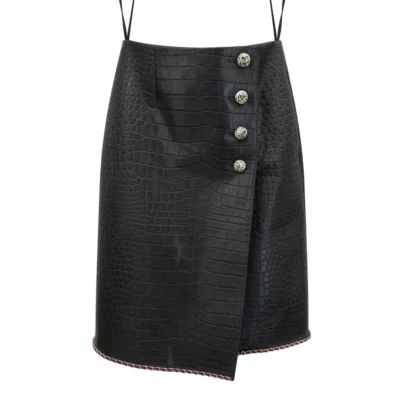 Chanel Midi Skirt Charcoal Black Crocodile Embossed Calfskin Metiers D'art 2026