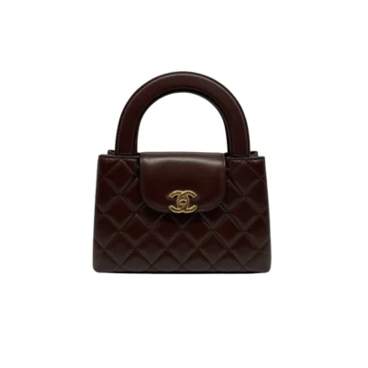 Chanel Mini Kelly Brown Lambskin Shopping Bag