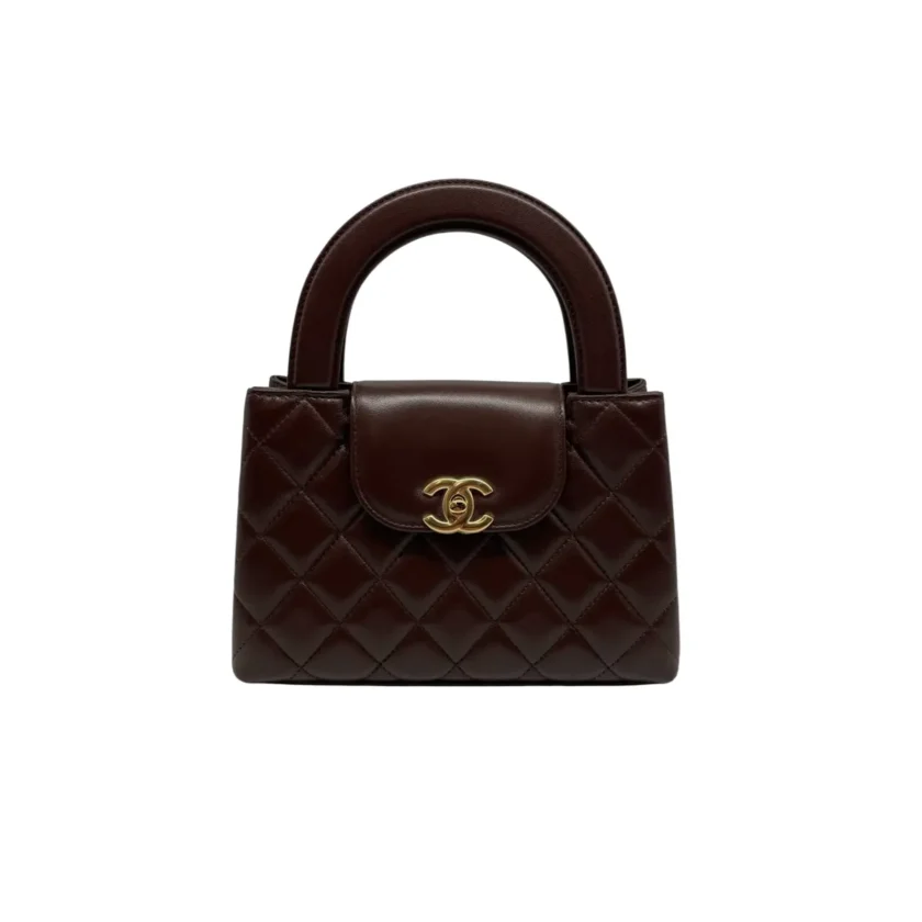 Chanel Mini Kelly Brown Lambskin Shopping Bag