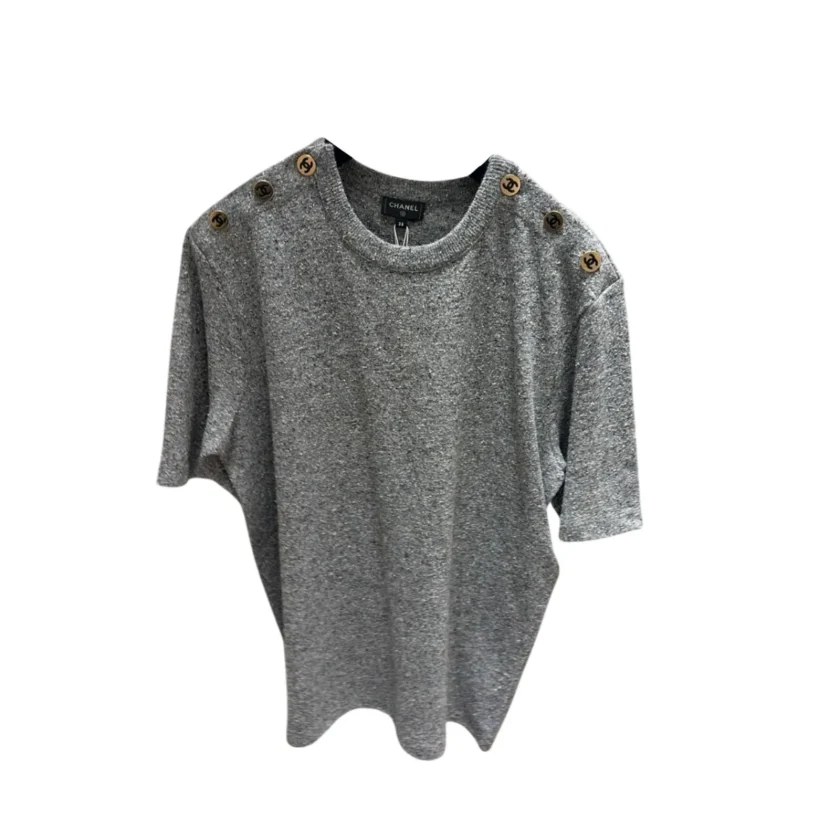 Chanel Short sleeved grey knit top