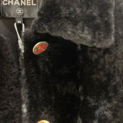 Chanel black shearling lambskin jacket FW26