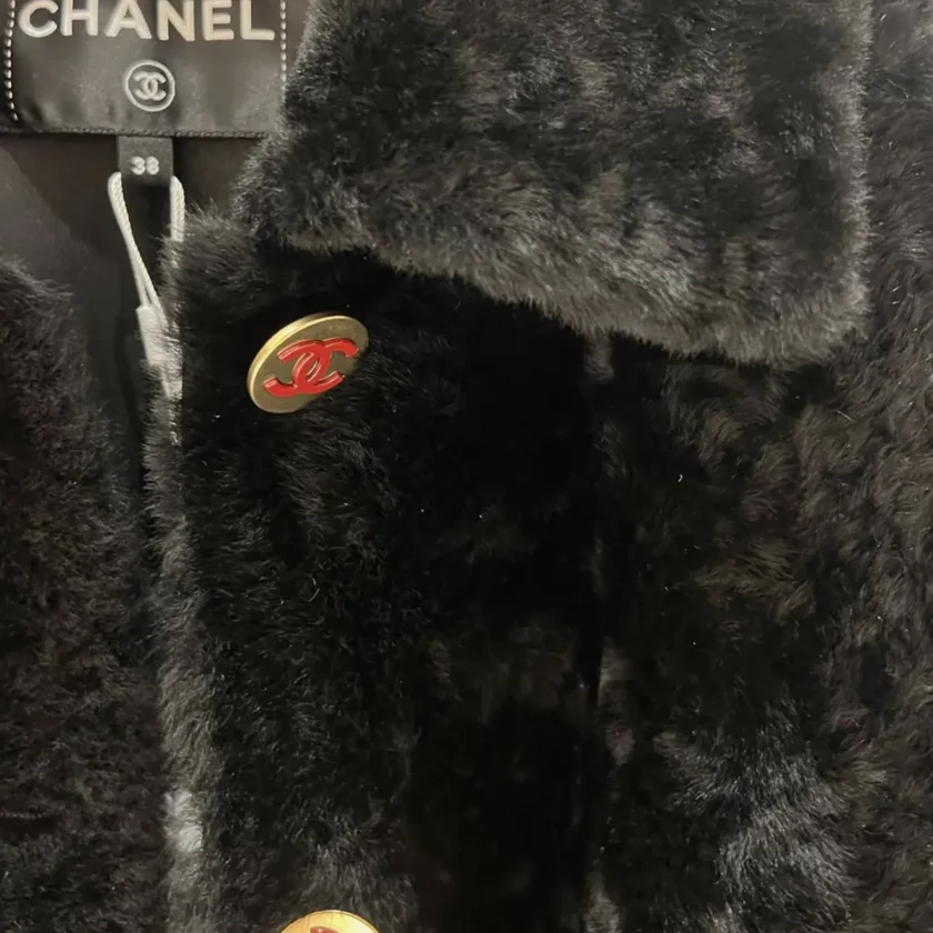 Chanel black shearling lambskin jacket FW26