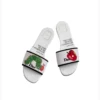 Dior Dway Slide White Embroidered Cotton and Multicolor Book Cover Motif