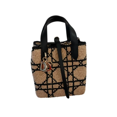 Dior Small Toujours Vertical Tote Bag Macrocannage raffia