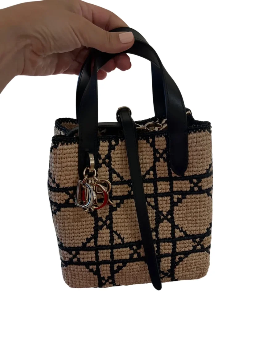 Dior Small Toujours Vertical Tote Macrocannage raffia bag