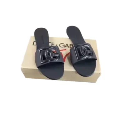 Dolce and Gabbana Black D&G Rubber Flat Sandals FR39