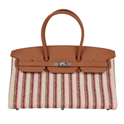 Hermes Birkin Light 39 Gold Swift and Multicoloured Toile Palladium Hardware
