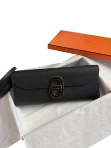Hermès Chaine D'ancre Maillon To Go Black Epsom Wallet GHW