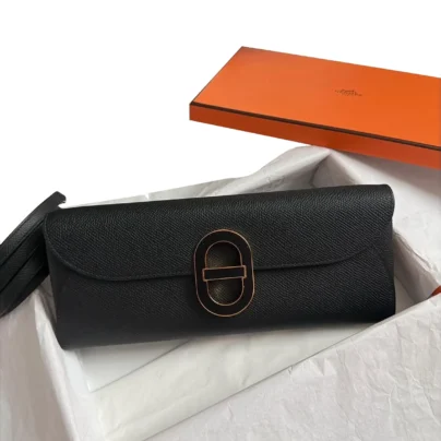 Hermès Chaine D'ancre Maillon To Go Black Epsom Wallet GHW