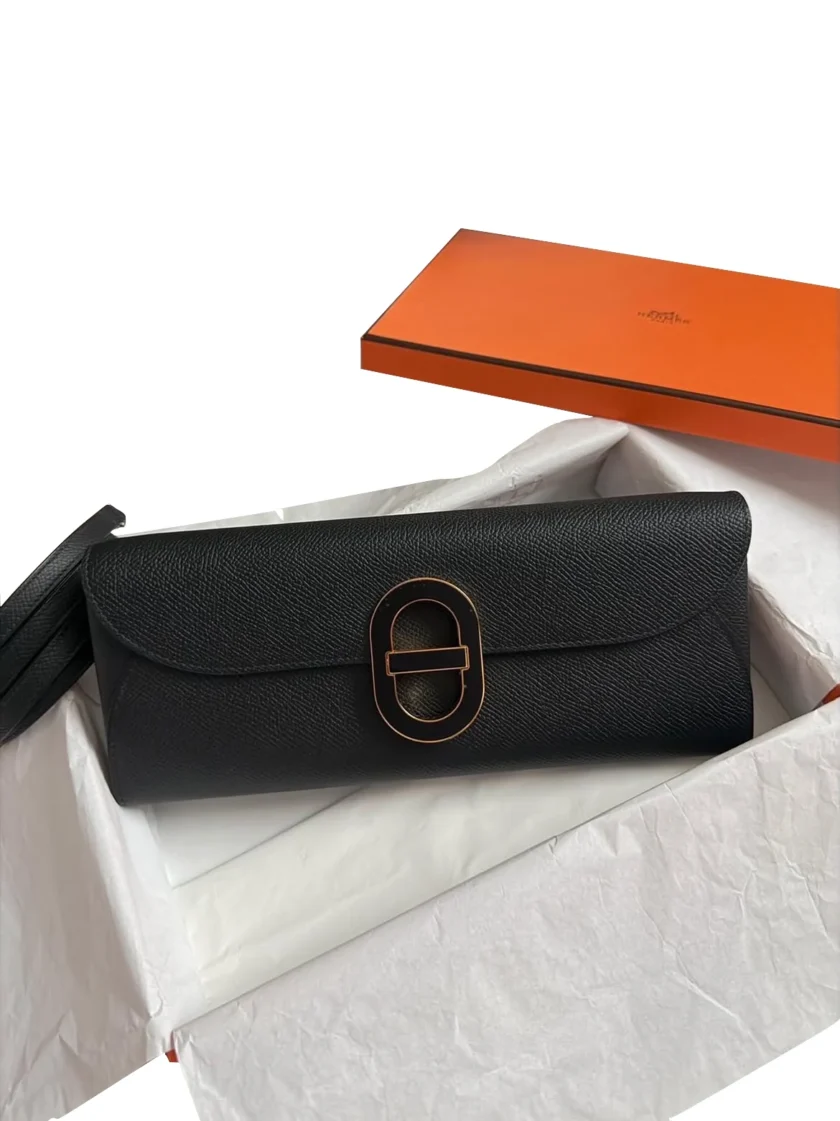 Hermès Chaine D'ancre Maillon To Go Black Epsom Wallet GHW
