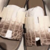 Hermes Izmir Matte White Niloticus Crocodile Himalaya Sandals