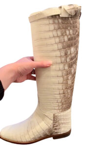 Hermès Jumping Boots Blanc Himalayan Niloticus Crocodile Palladium Hardware