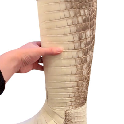 Hermès Jumping Boots Blanc Himalayan Niloticus Crocodile Palladium Hardware