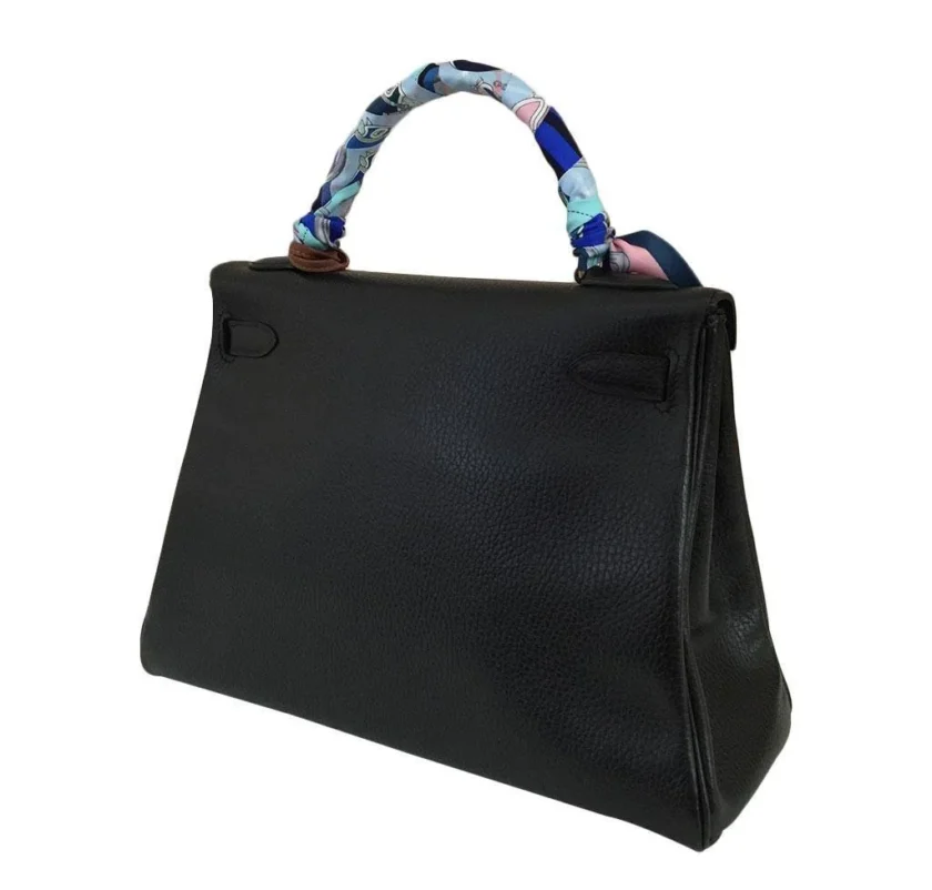 Hermès Kelly 32 Retourne Black Ardennes leather Gold hardware back