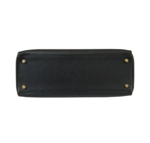 Hermès Kelly 32 Retourne Black Ardennes leather Gold hardware bottom