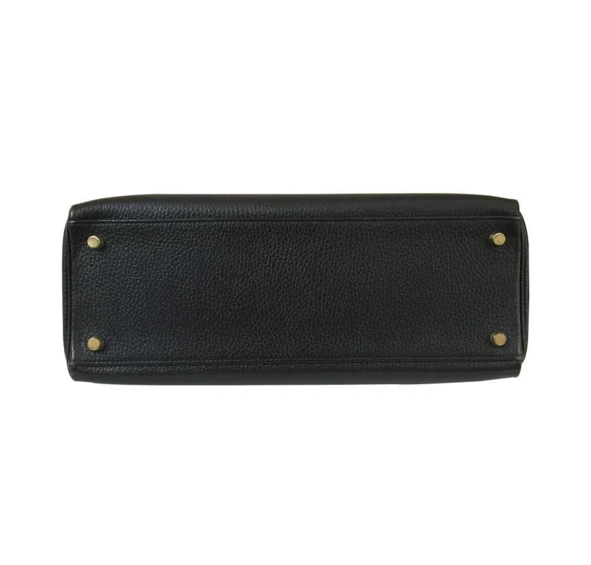 Hermès Kelly 32 Retourne Black Ardennes leather Gold hardware bottom