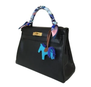 Hermès Kelly 32 Retourne Black Ardennes leather Gold hardware left side