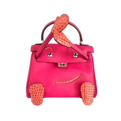 Hermes Kelly Doll Touch Crocodile Swift Rose Palladium Hardware
