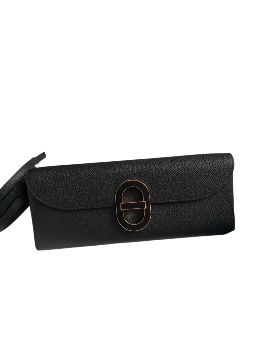 Hermès Maillon To Go Chaine D'ancre Black Epsom Wallet