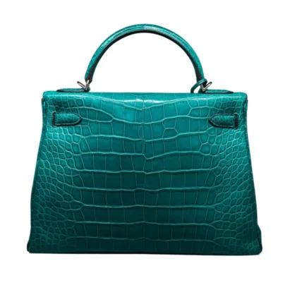 Hermès Malachite Matte Alligator Kelly Retourne 32 Palladium Hardware back