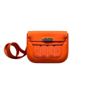 Hermes Mini Berline Coral Orange Swift Leather Palladium Hardware