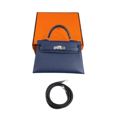 Hermes Mini Kelly 20 Blue Agate Epsom Palladium Hardware