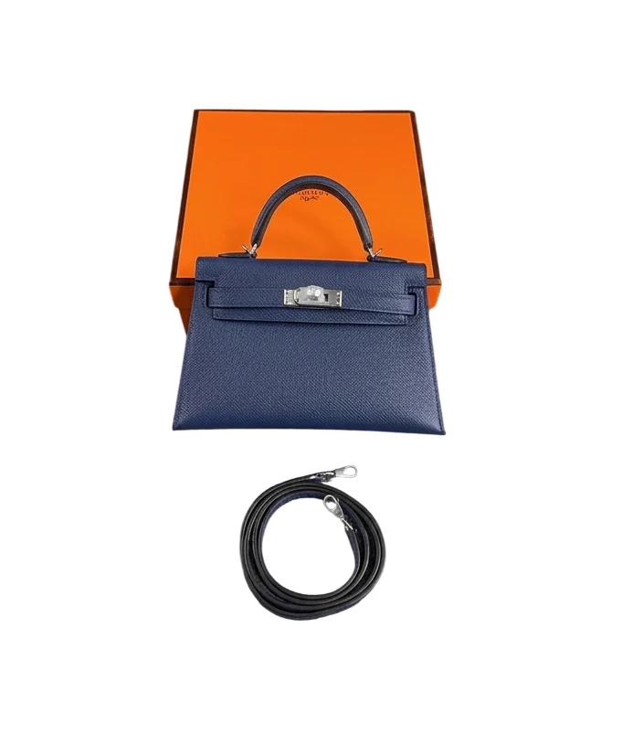 Hermes Mini Kelly 20 Blue Agate Epsom Palladium Hardware