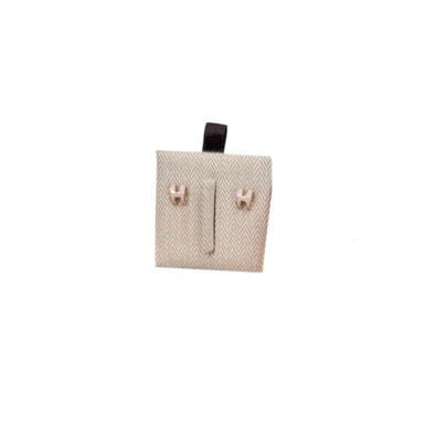 Hermes Mini Pop H Earrings Rose Gold and Beige Enamel