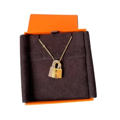 Hermes O'Kelly Small Yellow Goldtone Pendant Swift