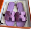 Hermes Oran sandals Purple Ostrich Leather