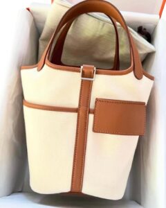 Hermes Picotin Cargo 18 Lock Ecru Toile Canvas Gold Swift leather Palladium Hardware