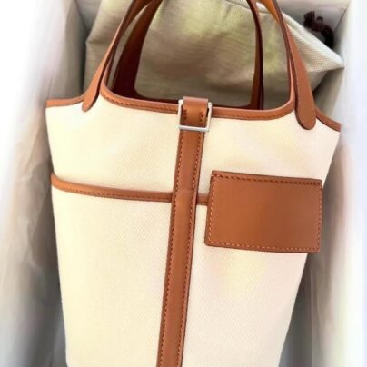 Hermes Picotin Cargo 18 Lock Ecru Toile Canvas Gold Swift leather Palladium Hardware