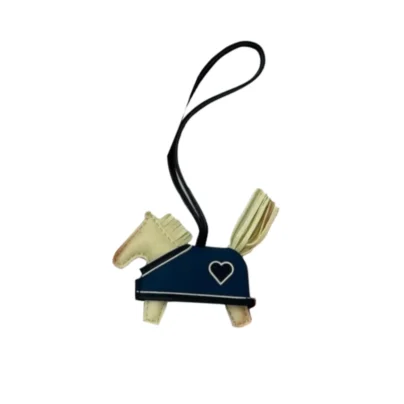 Hermes Rodeo Robeo Coeur Bag Charm PM Jaune Milton Bleu Nuit