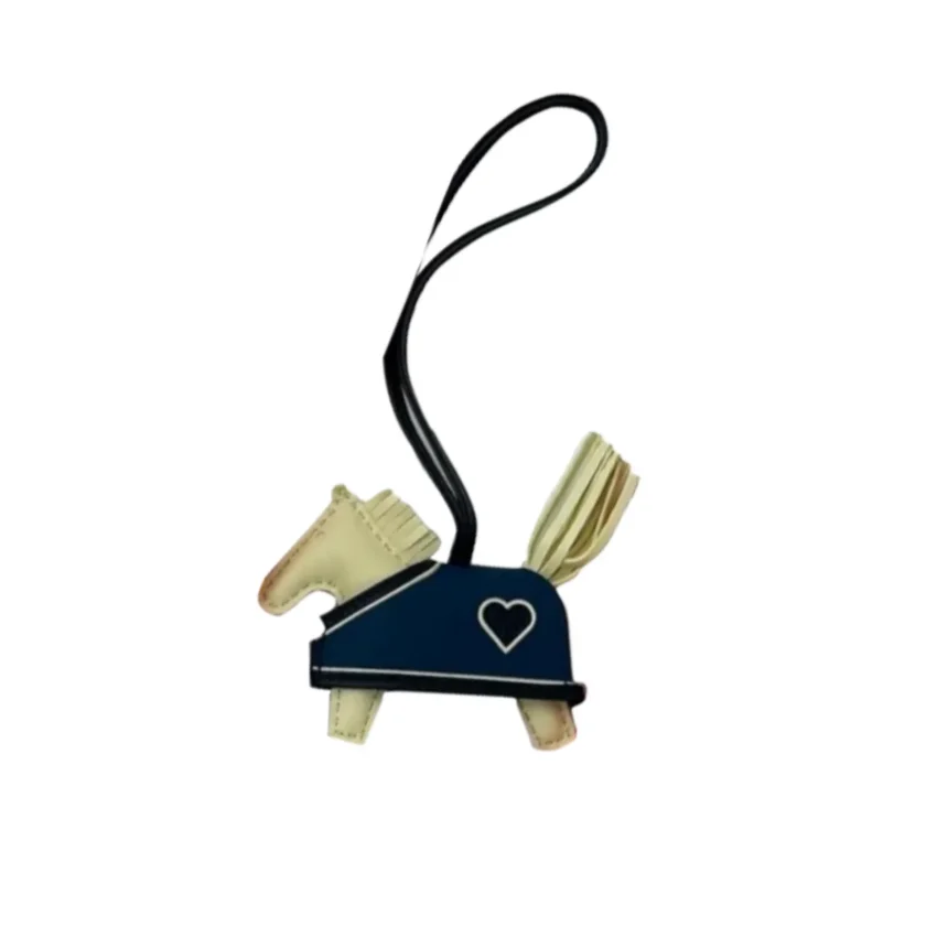 Hermes Rodeo Robeo Coeur Bag Charm PM Jaune Milton Bleu Nuit