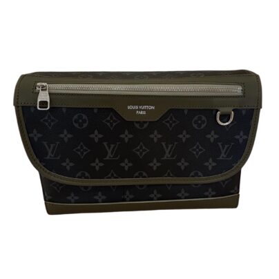 LV Courrier Messenger bag Khaki Green Monogram Eclipse canvas