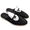 Loro Piana Charms Walk Babouche Black Suede Alligator Skin Size 38