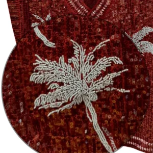 Louis Vuitton Burgundy Red light blue palm trees embroidered sequins sleeveless cardigan SS27