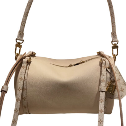 Louis Vuitton Express PM Handbag Metallic Platinum Grained Calfskin Leather
