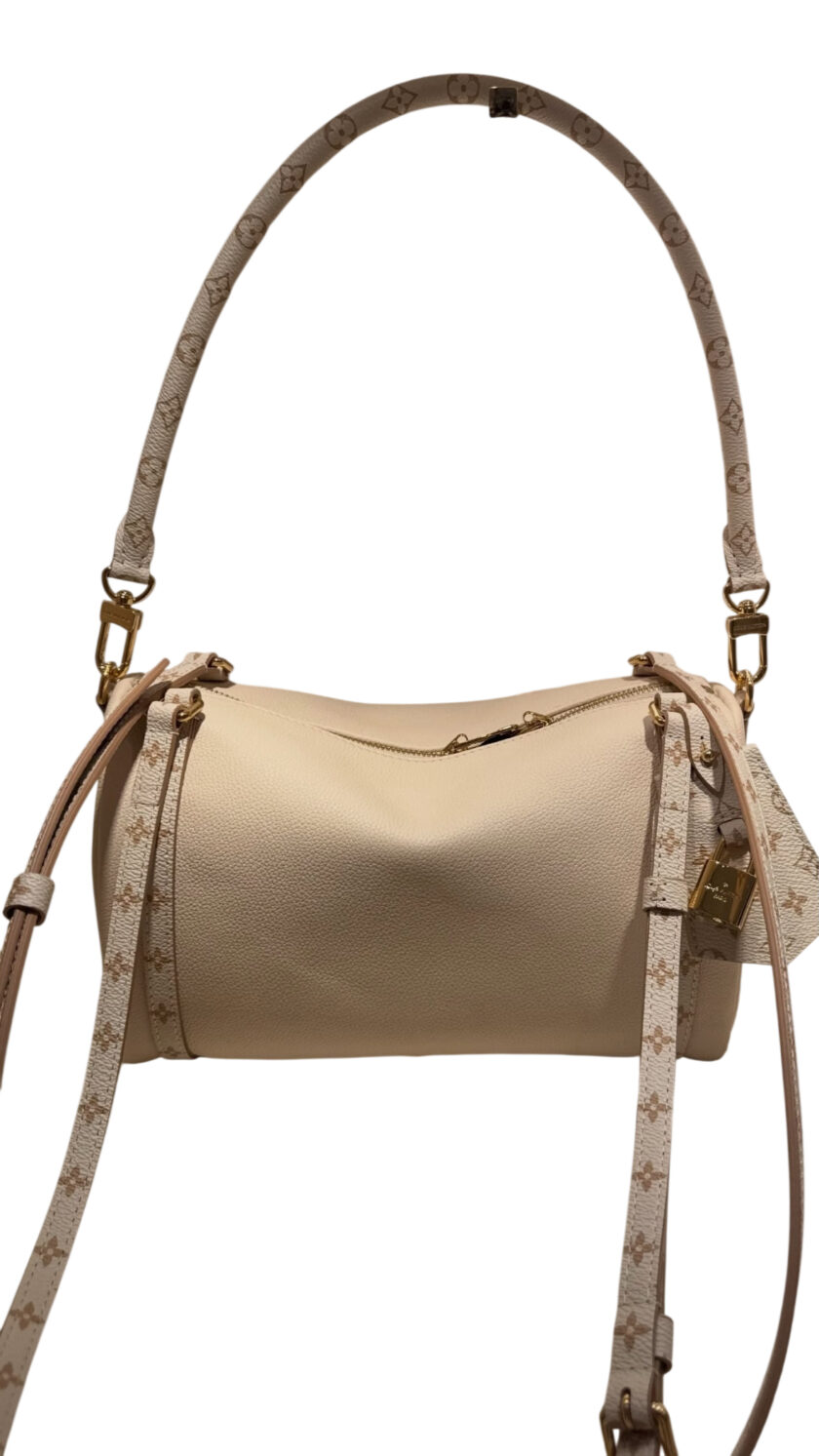 Louis Vuitton Express PM Handbag Metallic Platinum Grained Calfskin Leather